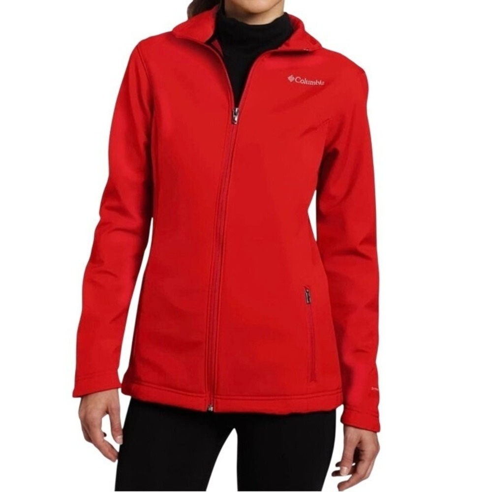 Columbia Kruser Ridge Softshell Hooded Jacket Red Womens Large Omni-Shield